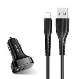 Cargador Auto C13  2 USB  2.1A  Cable Lightning  Negro  NT Series  USAMS