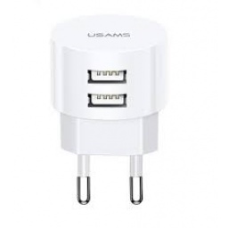 Cargador USB T20   2 USB  2.1A  Blanco (sin cable)  CC080  USAMS