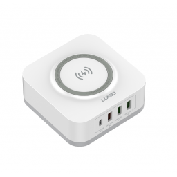 Cargador Inalmbrico d eEscritorio AW004   32W  PD 30WQC3.0 (18W)2 USB-A  Carga  Rpida  Blanco   LDNIO