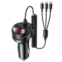 Cargador Auto C22   2 USB/3 4A  3 en 1 Micro/Tipo C/Lightning  Negro  CC119   USAMS