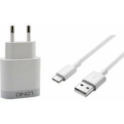 Cargador Pared A303Q   Tipo C  18W  1USB QC3.0  Carga Rpida  Blanco  LDNIO