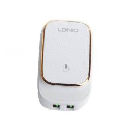 Cargador Pared A2205   Tipo C  2.4A  2 USB  Luz LED  Blanco   LDNIO
