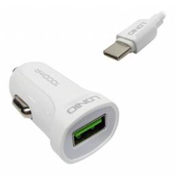Cargador Auto DL-C17   Tipo C  2.4A  12W  1 USB  Blanco  LDNIO