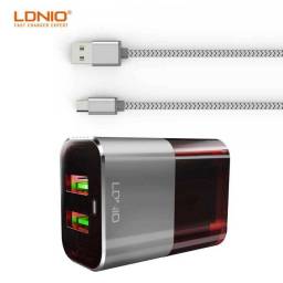 Cargador Pared A2206   Tipo C  2.4A  2 USB  Negro/Gris  LDNIO