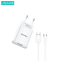 Cargador USB   1 USB  2.1A  Cable Tipo C  T21  USAMS