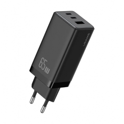 Cargador Pared   65W 3 puertos GaN  Carga Rpida  Negro  CC180  USAMS