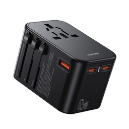 Cargador de viaje T62   65W  2 USB C + USB  Negro  CC199  USAMS
