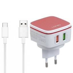 Cargador Pared A2405Q   Tipo C  Dual QC3.0  Carga Rpida  Rojo  LDNIO