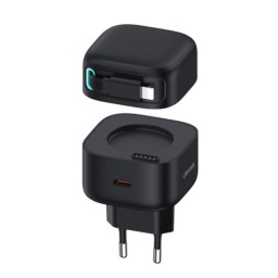Cargador Pared C/Cable Telescpico Lightning   Magntico  PD 35W  Doble Puerto GaN  Negro CC209  USAMS
