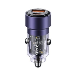 Cargador Auto C39   60W USB A + USB C  Transparente  Negro  CC208  USAMS