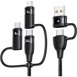 Cable de Datos U85   USB A + USB C a microUSB / Lightning / USB C  100 W  1.2M  Negro  SJ645  USAMS