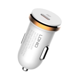Cargador Auto C22Q   USB C a Tipo C  27W  Carga  Rpida   Blanco  LDNIO