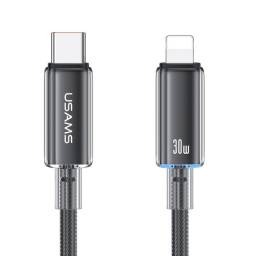 Cable de Datos Transparente  SJ659   USB C a Lightinig  1.2M  Negro  USAMS