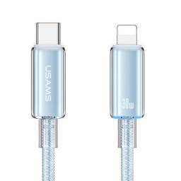 Cable de Datos Transparente  SJ659   USB C a Lightinig  1.2M  Azul  USAMS