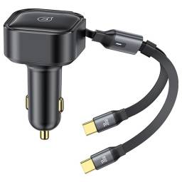 Cargador Auto C41 2 en 1   30W  Tipo C + Tipo C  Negro  CC220  USAMS
