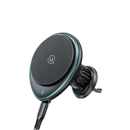 Cargador Auto Magntico 15W   Inalmbrico  Con soporte para Ventilacin y luz  Negro  CD222  USAMS