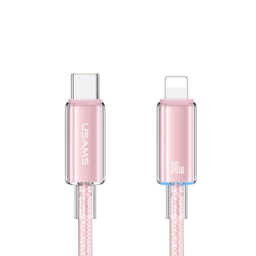 Cable de Datos Transparente SJ659   USB C a Lightinig  1.2M  Rosado  USAMS