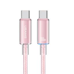 Cable de Datos Transparente SJ660   USB C a USB C 100 W  1.2M  Rosado  USAMS