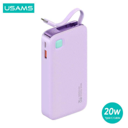Power Bank 10000mAh   20W  Cable Retrctil  Lightning  Violeta  CD225 USAMS