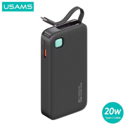 Power Bank 10000mAh   20W  Cable Retrctil  Lightning  Negro  CD225 USAMS