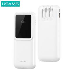 Power Bank   10000mAh  Con cables  Pantalla LCD  Blanco  CD194 USAMS