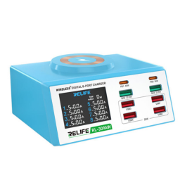 Fuente 8 Puertos + Carga Inalmbrica 15W c/ LCD   RL-309AW  Relife
