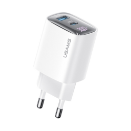 Cargador Pared   30W USB A + USB C GaN  Carga Rpida  Blanco  CC229  USAMS