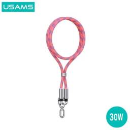 Correa para Cuello + Cable de Datos USB C a Lightning   30W  1.2M  Rosado  SJ746  USAMS
