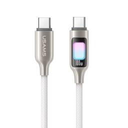 Cable de Datos Transparente   USB C a USB C  1.2M  C/Luces  Titanio  SJ750  USAMS