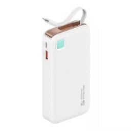 Power Bank 10000mAh   20W  Cable Retrctil  Lightning  Blanco  CD225 USAMS