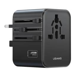Cargador de viaje   17W  Dual USB-C + USB A  CC308  Negro  USAMS