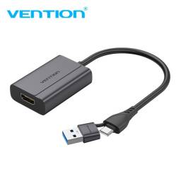 Adaptador USB-C + USB-A a HDMI   Macho Hembra  0.15M   Aluminio Gris  ACYHB  Vention