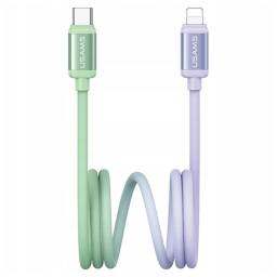 Cable de Datos USB C a Lightning Bicolor   PD  30W  1.2M  VerdeVioleta  SJ757  USAMS