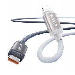 Cable de Datos USB C a Lightning Bicolor   PD  30W  1.2M  BlancoNegro  SJ757  USAMS