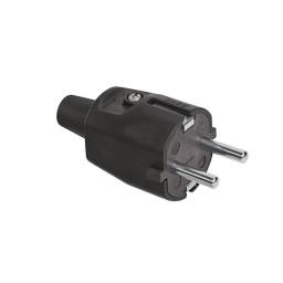 Ficha Schuko de Goma   Negro  Conatel