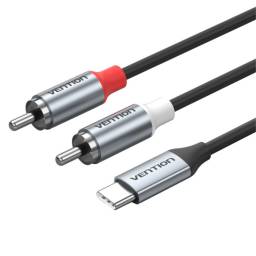 Cable USB-C a 2 RCA DAC Macho/Macho / 1.5M / Negro   BILHF  Vention