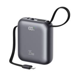 Power Bank   10.000mAh  35W  cCable Tipo C y Lightning  Display Digital  Gris  CD261 - PB86 USAMS