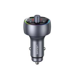 Cargador Auto Bluetooth c/Transmisor FM   USB A / USB C  Gris  CC328  USAMS