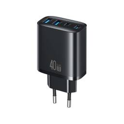 Cargador de Pared T70   40W  2-USB A 2 USB C GaN  CC330  Negro  USAMS