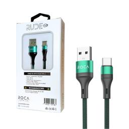 Cable de Datos ROCA   RUDE  USB A a USB C  100cm  3A  Verde  721188