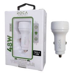 Cargador Inteligente Auto ROCA 48W   USB A + USB C/PD (sin Cable)